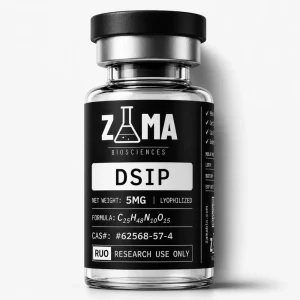 DSIP delta sleep-inducing peptide 5mg lyophilized research peptide vial with Zama Biosciences label, research use only
