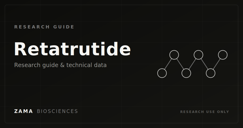 Retatrutide (LY3437943) research guide featured graphic, Zama Biosciences research library